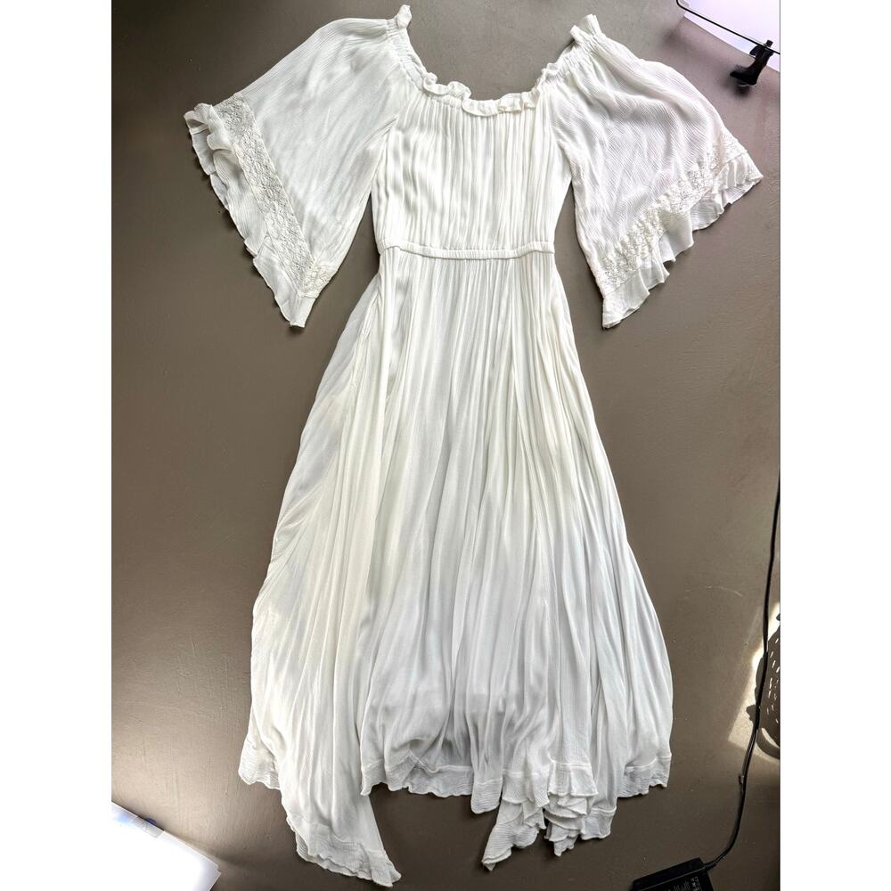 Free People Ivory Boho Maxi Dress XS Bell Sleeve Prairie Festival Cottagecore - Picture 8 of 8